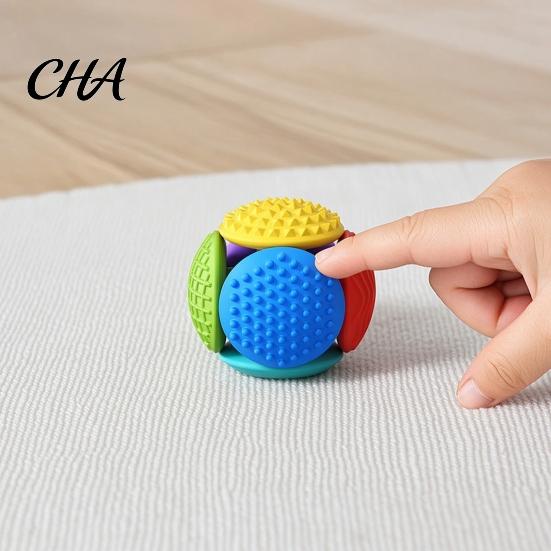 Infant Grasping Training Ball Detachable Silicone Sensory Toy, Grip Mini Textured for Babies, Tactile Stimulation Stress Relief Colorful Toy