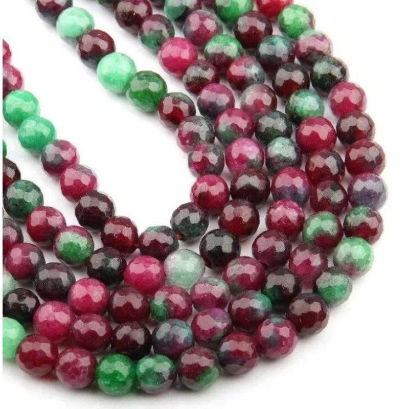 Natural Faceted Imitation Tourmaline Round Stone Beads for DIY Jewelry Making