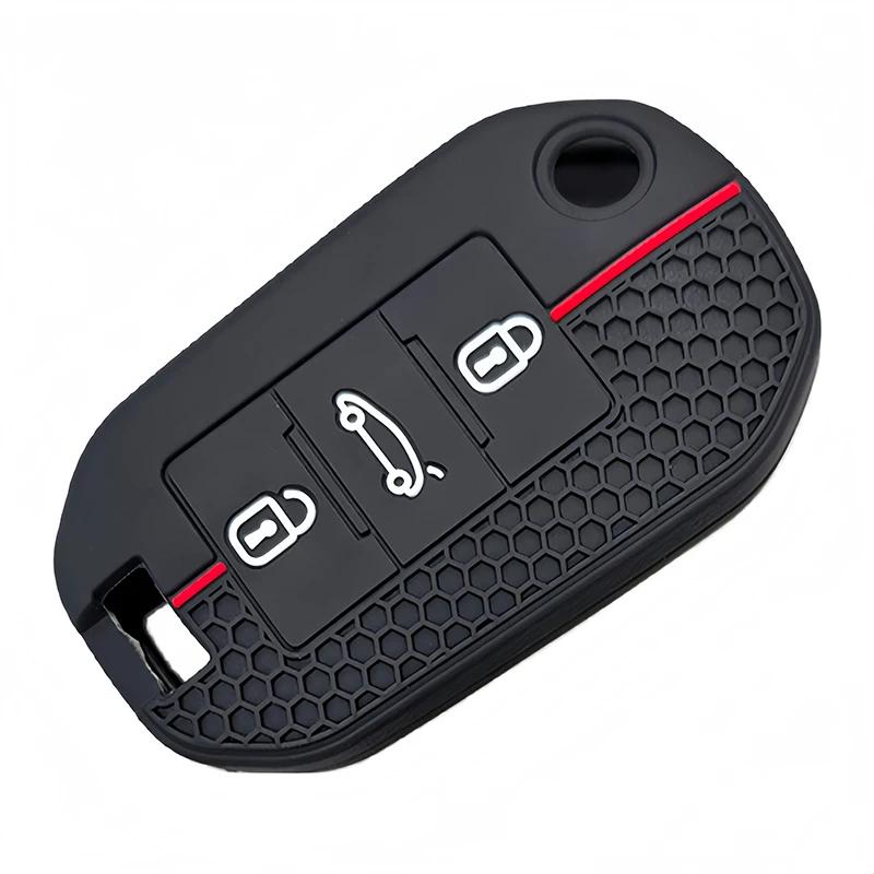 Silicone Flip Folding Key Fob Cover For Peugeot 208 2008 301 308 3008 Rcz 508 408 2008 307 Case For Citroen C3 C4 Berlingo