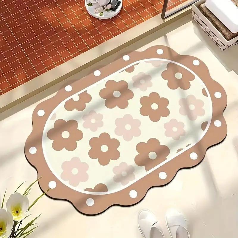 Small and Fresh Ins Diatom Mud Mat Water Absorption and Dirt Resistance Door Mat Foot Pad Bathroom Bathroom Strong Absorbent Foot Pad