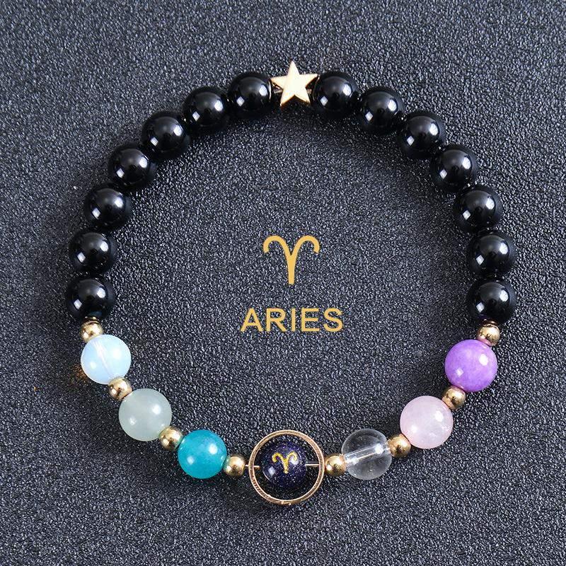 Eight major planets and twelve zodiac signs bracelet, frosted stone, bead bracelet, planets, Christmas gift, Stocking stuffers