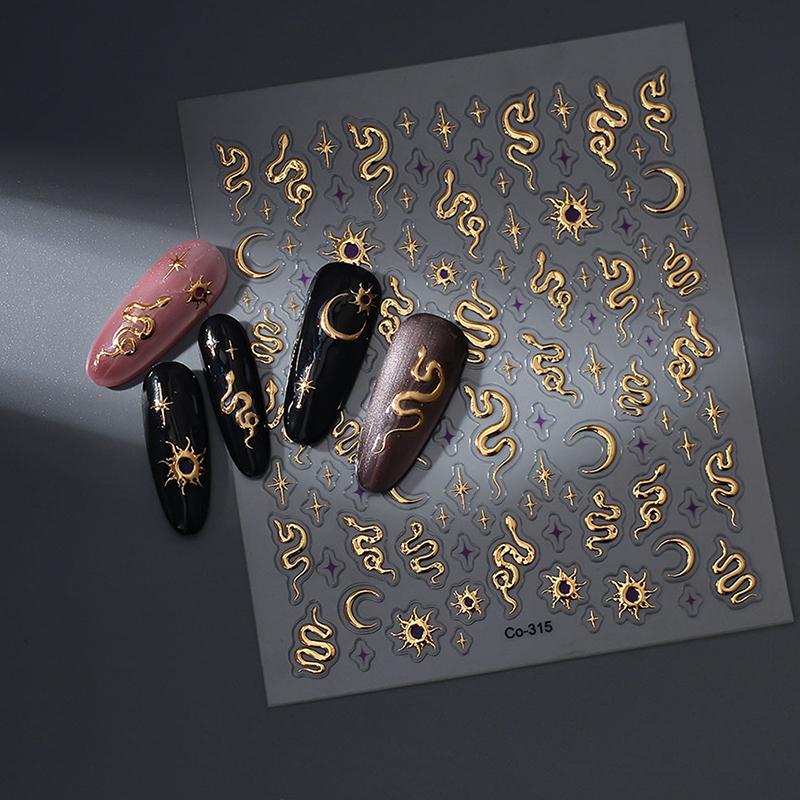 Zodiac Snake Year Nail Art Sticker Nail Decal Self-Adhesive Nail Stickers Punk Snake Nail Art Decorations Manicure Decals
