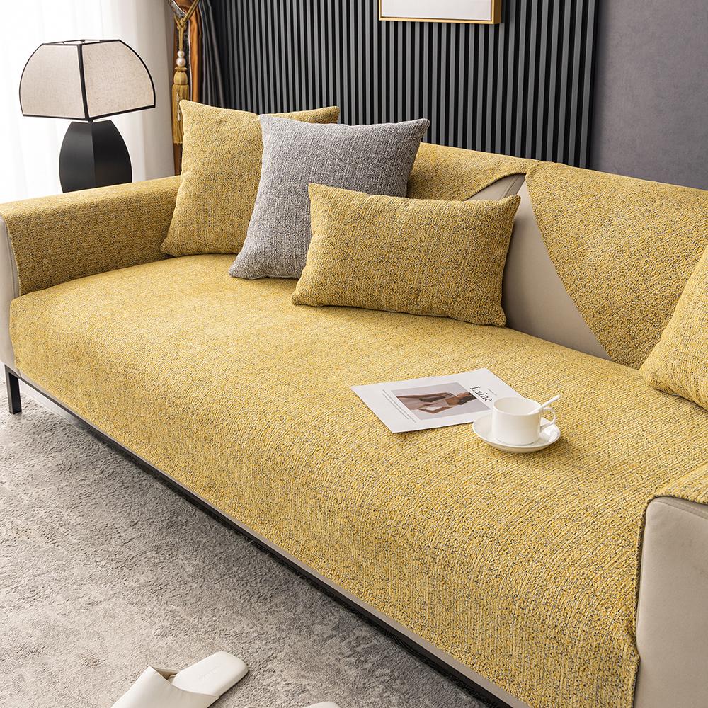 Chenille Couch Cushion Pad Gentle Non -Slip Solid Color Couch Cover Dustproof Living Couch Seat Cover For Living Room Removable Couch Cover