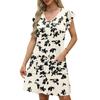 Womens Summer Dress Ruffle Sleeve V Neck Short Dresses Fashion Casual Flowy A Line Swing Sundress With Pocket