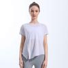 Women's Quick-Dry Short-Sleeve Yoga Top with Side Slit & Tie-Up