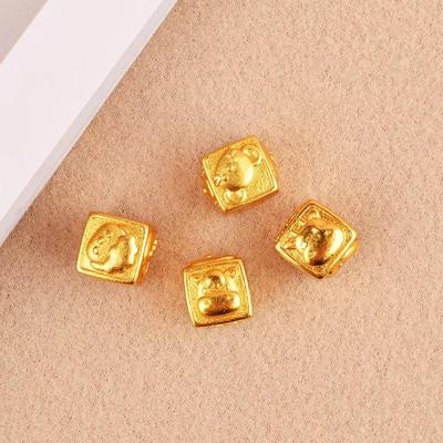 Zodiac Sand Gold Frosted Spacer Beads: Colorfast, Through-Hole, DIY Bracelet Accessories for Luck