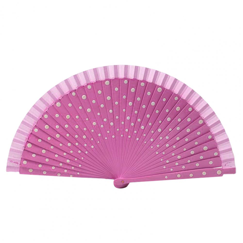 Dot Print Spainish Fan Double-sided Multicolor Dot Print Folding Fan Beautiful Dancing Fan Office Home Table Decorative Fan