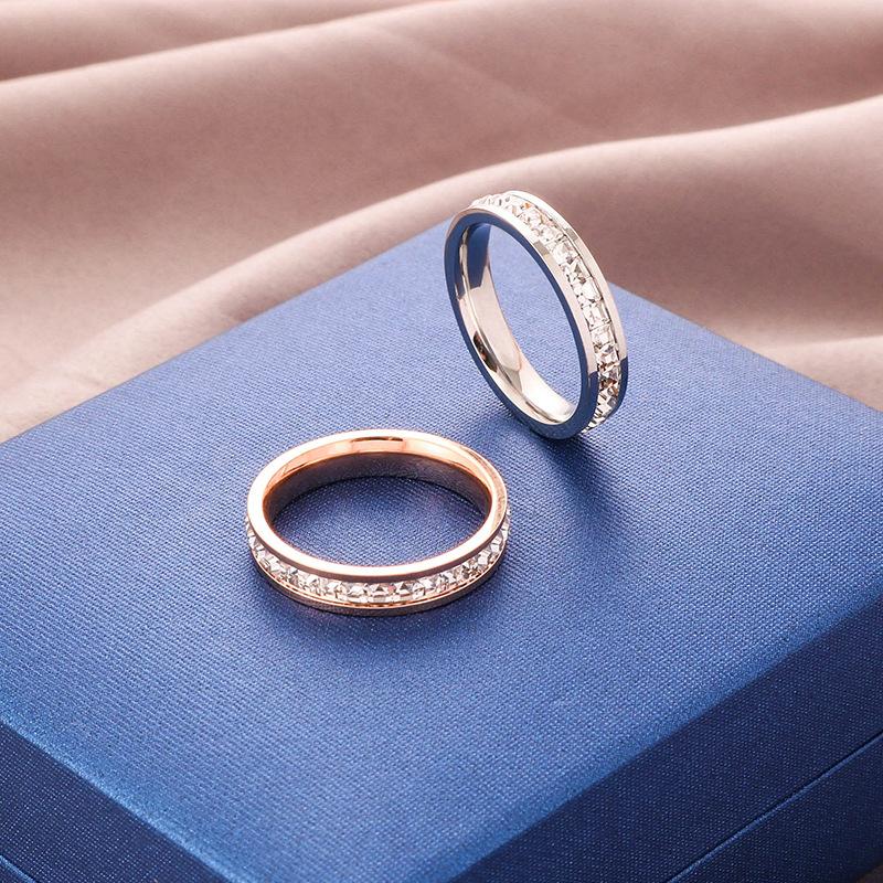 Klare Weiße Steine Hochzeit Damenring Edelstahl 1 und 2 Reihen Bling Zirkon Mode Partnerring Damen Schmuck