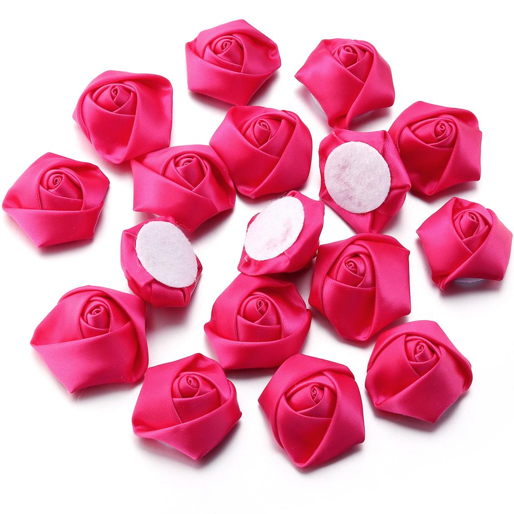 20pcs Satin Fabric Rose Flowers Colorful Handmade Satin Ribbon Flower Bud For DIY Wedding Party Clothing Headwear Decor Supplies