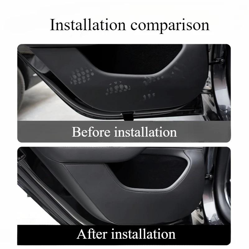 For Tesla Model Y Juniper 2025 Car Door Anti Kick Pads Leather 4PCS Door Panel Protective Pad Sticker Anti Dirt Mat Accessories