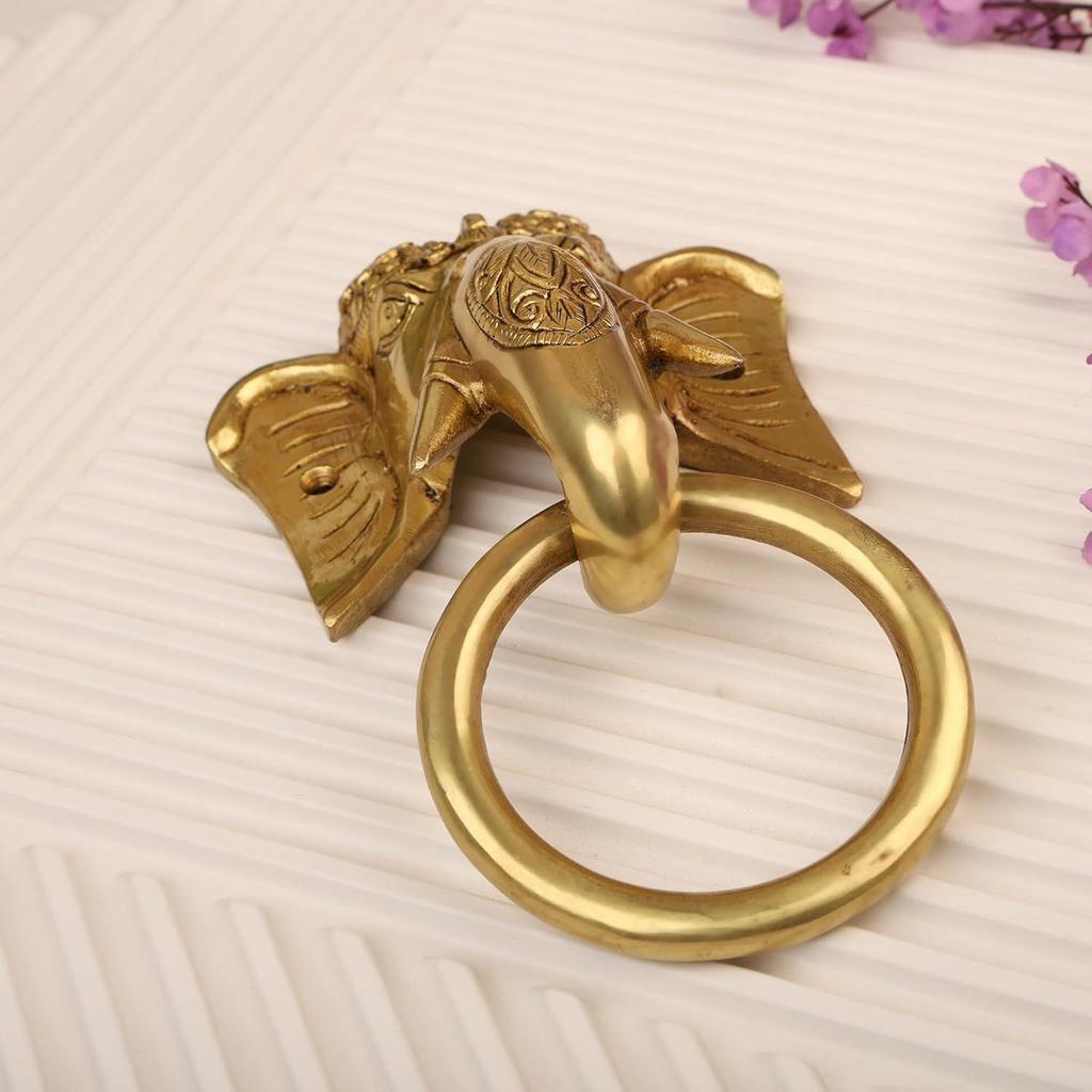 Brass Elephant Door Knock for Main Door |  | Standard Size | Elegant Home Entrance Décor | Durable & Stylish Front Door Accessory | Pack of 1