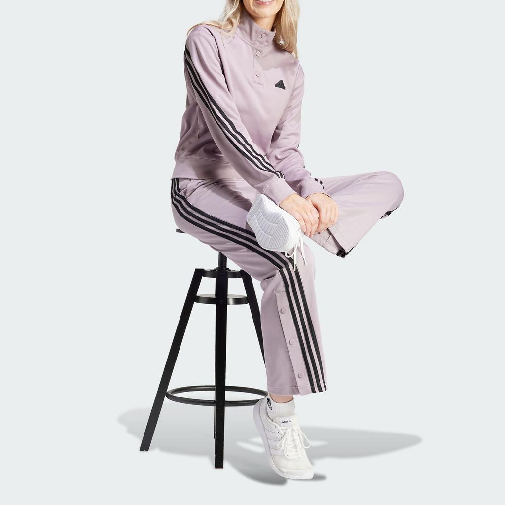 Adidas Casual Slim Fit Three Stripe Side Open Vintage Sports Button Knit Pants Women Pants Light-Purple IS0869
