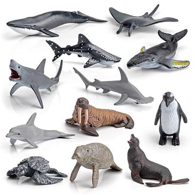 Dolphin Seal Kids Cognition Whale Shark Penguin Turtle Marine Animal Model Ocean Fish Figurines