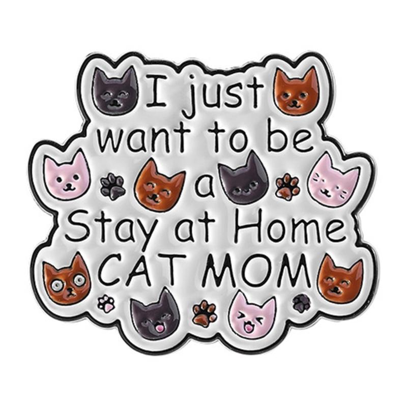 Quirky Letter Kitty Pins Colorfast Coating Lightweight Wear Resistant Badge Pin Jewelry For Casual Party Wear