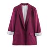 Zbzr Autumn New Women clothes Western Style Versitile Fashion Linen Blend Roll Sleeve Blazers 2753530