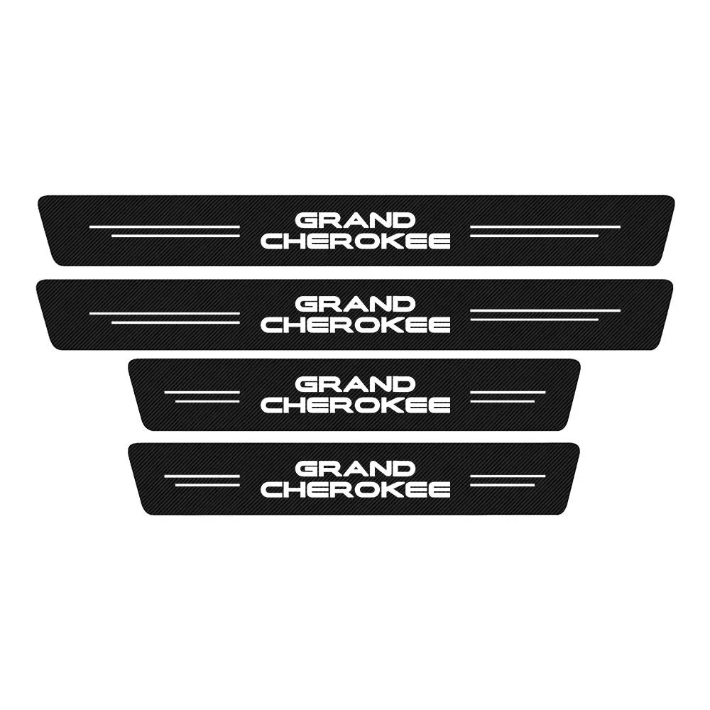 

4PCS Car Door Sill Scuff Plate Decor Carbon Fibre Stickers For Jeep Grand Cherokee ZJ WJ WL 1993 1994 1995 - For Grand Cherokee
