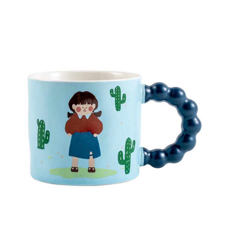Cute Girl Ceramic Mug Coffee Cup Girl Heart High Looking Water Cup Creative Souvenir Cup Souvenir Gift