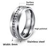 8MM Black Stainless Steel Zircon Ring with Full-Diamond Design for Couples