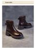 Women's Thick-Soled Leather Chelsea Boots – Autumn/Winter British Style with Round Toe and Buckle detailing.