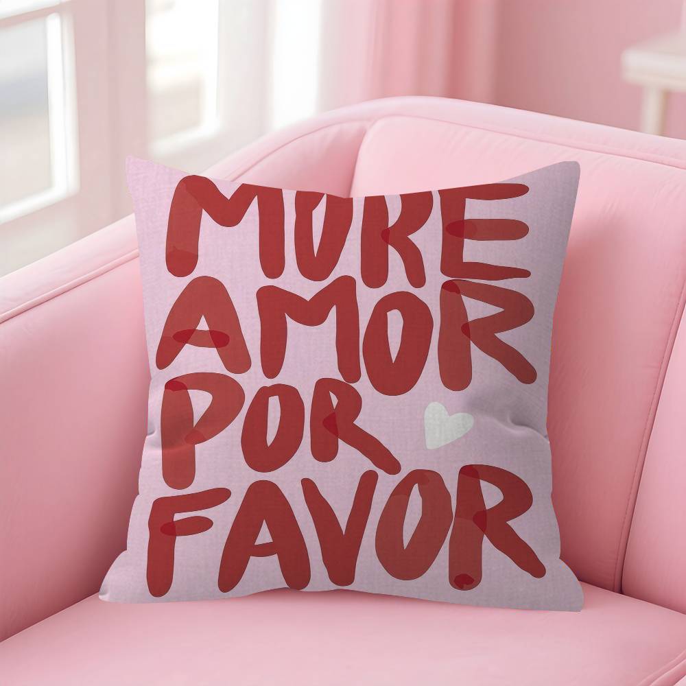 Nordic More Amor Por Favor Colorful Eclectic Pink Love Personalized Picture Text Home Decorative Pillows Household Gifts 45x45cm