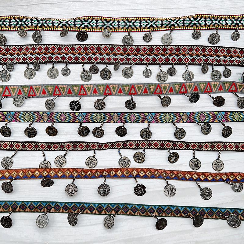 Woven Jacquard Ribbon Lace Tassel Fringe Geometric Figure Pattern for Clothing Straps Accessory Cloth Supplies Diy Sewing 1Yard