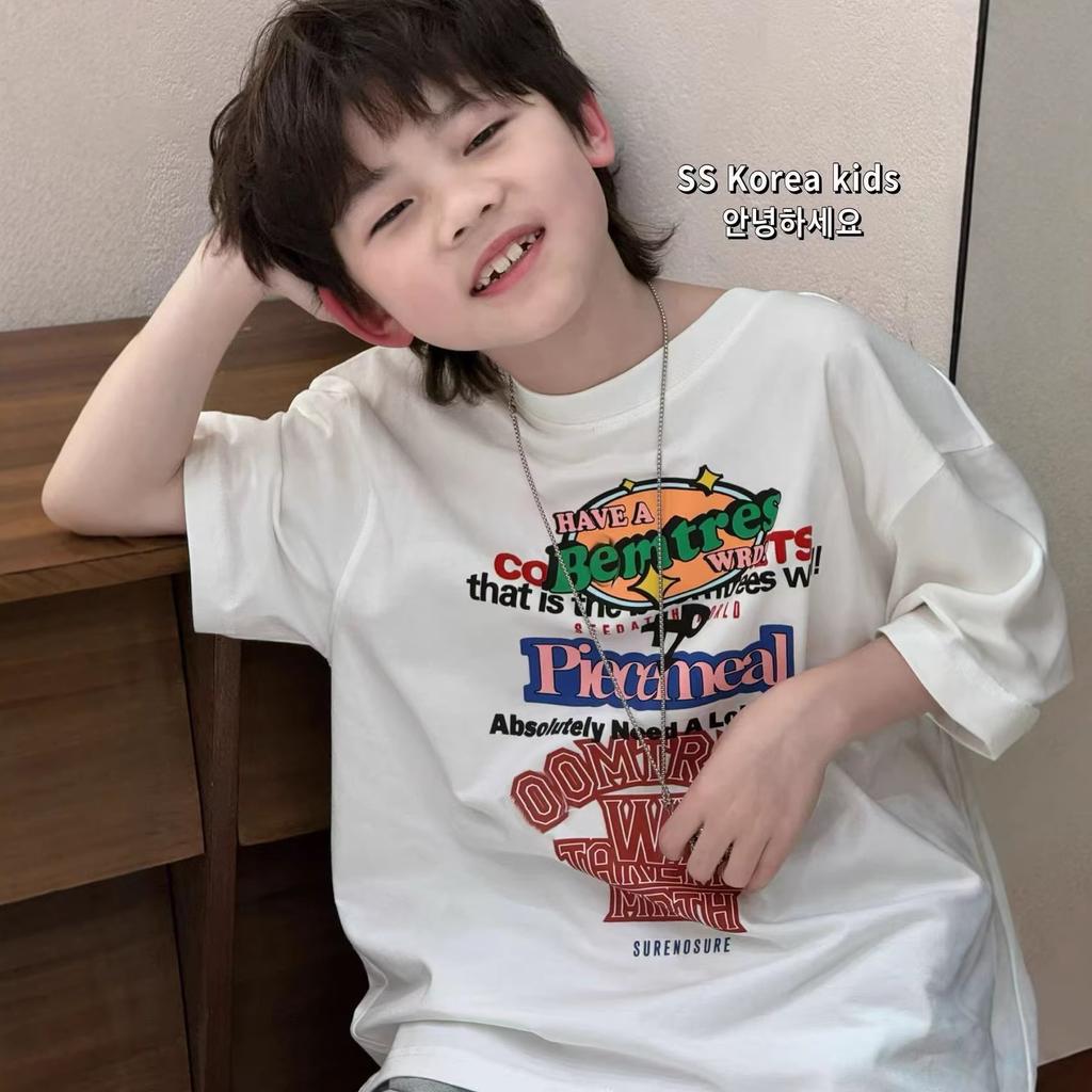 Boys Spring Summer Fashionable Pure Cotton Short Sleeve T Shirt Trendy Casual Top