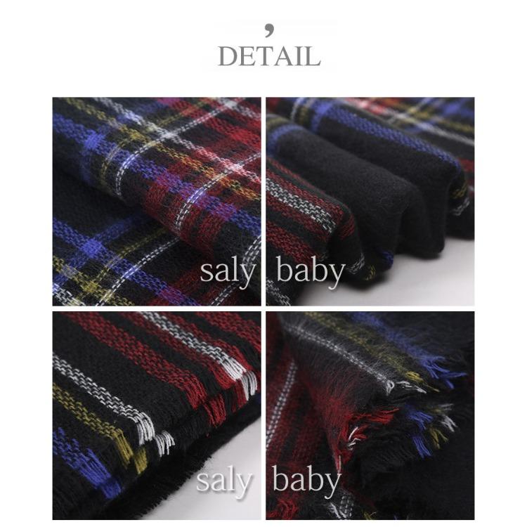 Autumn and winter black plaid scarf imitation cashmere large square scarf shawl women