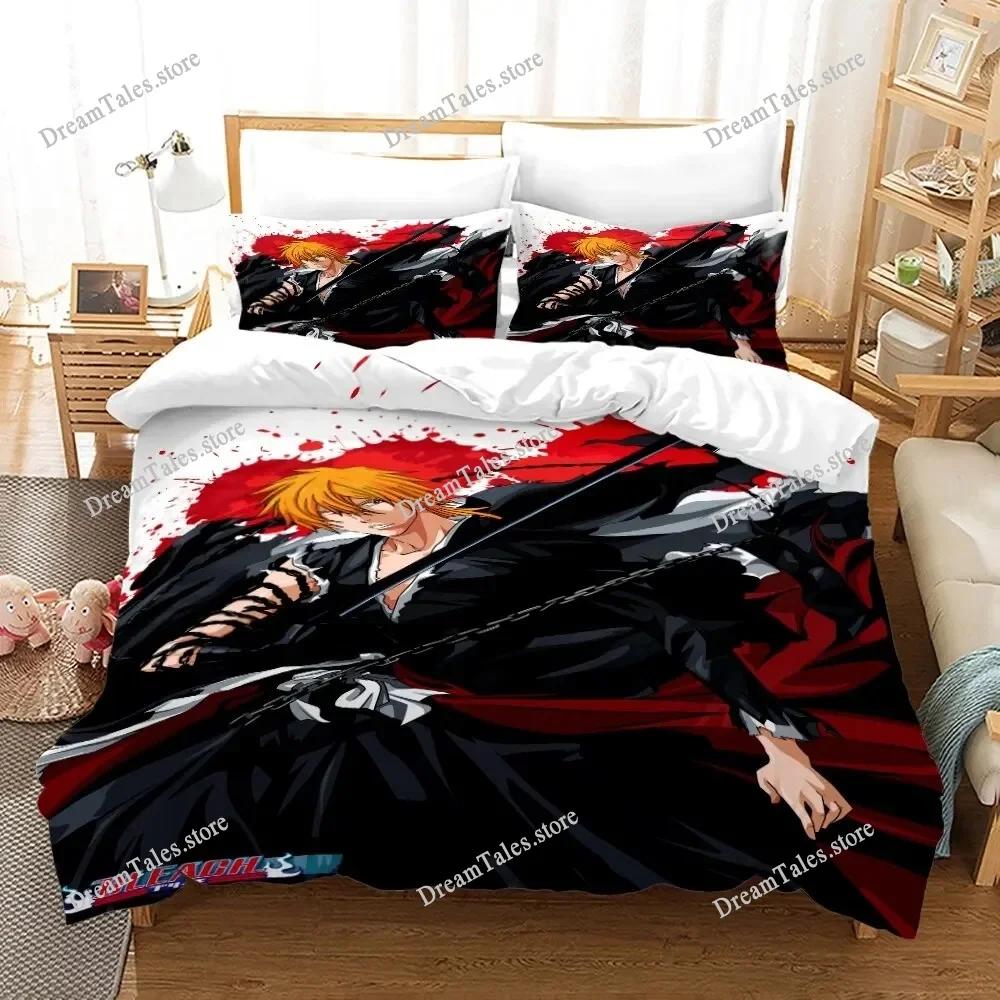 Bleach Kurosaki Ichigo Cartoon Poster Sheets Quilt Covers Bedding Dormitory Sheets Bedding Set Soft Warm Bedding Set Luxury Gift