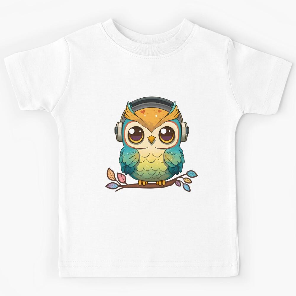Musical Owl Perched on a Colorful Tree Kids T-Shirt 120