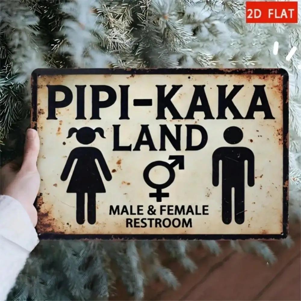 

Vintage Metal Bathroom Sign 2D Retro Unisex Toilet Decor for Home Bar Café Office 20x30cm