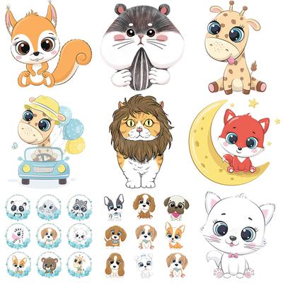 Animal Patch Thermo Patches On Clothes Cute Cartoon Thermal Applique For T-Shirt Sticker Iron On Transfer For Clothing Stickers