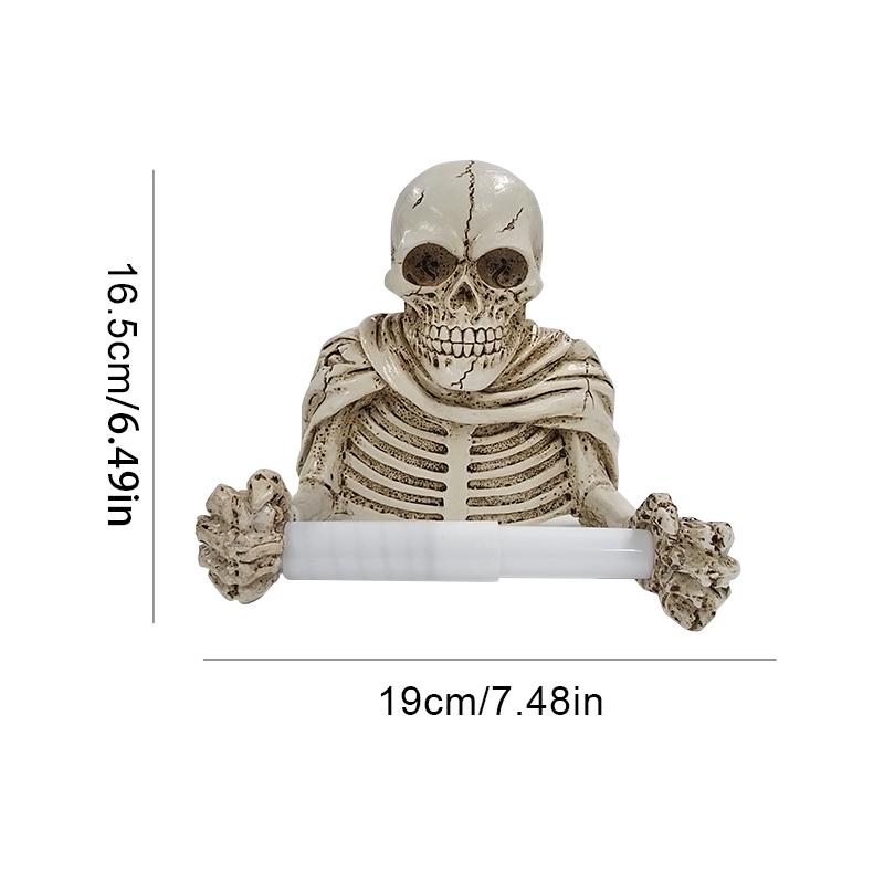 

Держатель для туалетной бумаги в виде скелета, настенный органайзер для рулонов туалетной бумаги, жуткий держатель для бумажных полотенец в ванной на Хэллоуин, настенный декор белый