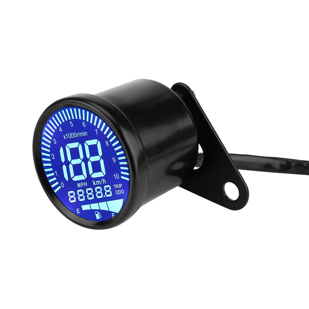 Digital Motorcycle Speedometer, Keenso 12V DC Universal Motorcycle LED Backlight Digital Speedometer Tachometer Speed Gauge Oil Level Meter Voltmeter