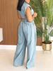 European and American Women's Sleeveless Denim Jeans Two-Piece Suit - Sexy, Loose, Straight Leg Summer Outfit