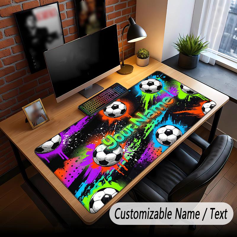 Soccer Theme Custom Mouse Pad Personalized With Name Text Customized Desk Mat For Office Home Decor