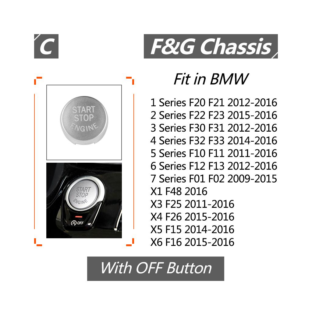 Motor START STOP-knappskydd Nyckeldekor för BMW 1 3 5 7-serien F20 F22 F30 F10 F11 F01 F02 F15 F16 F25 F26 F48 Med AV-knapp