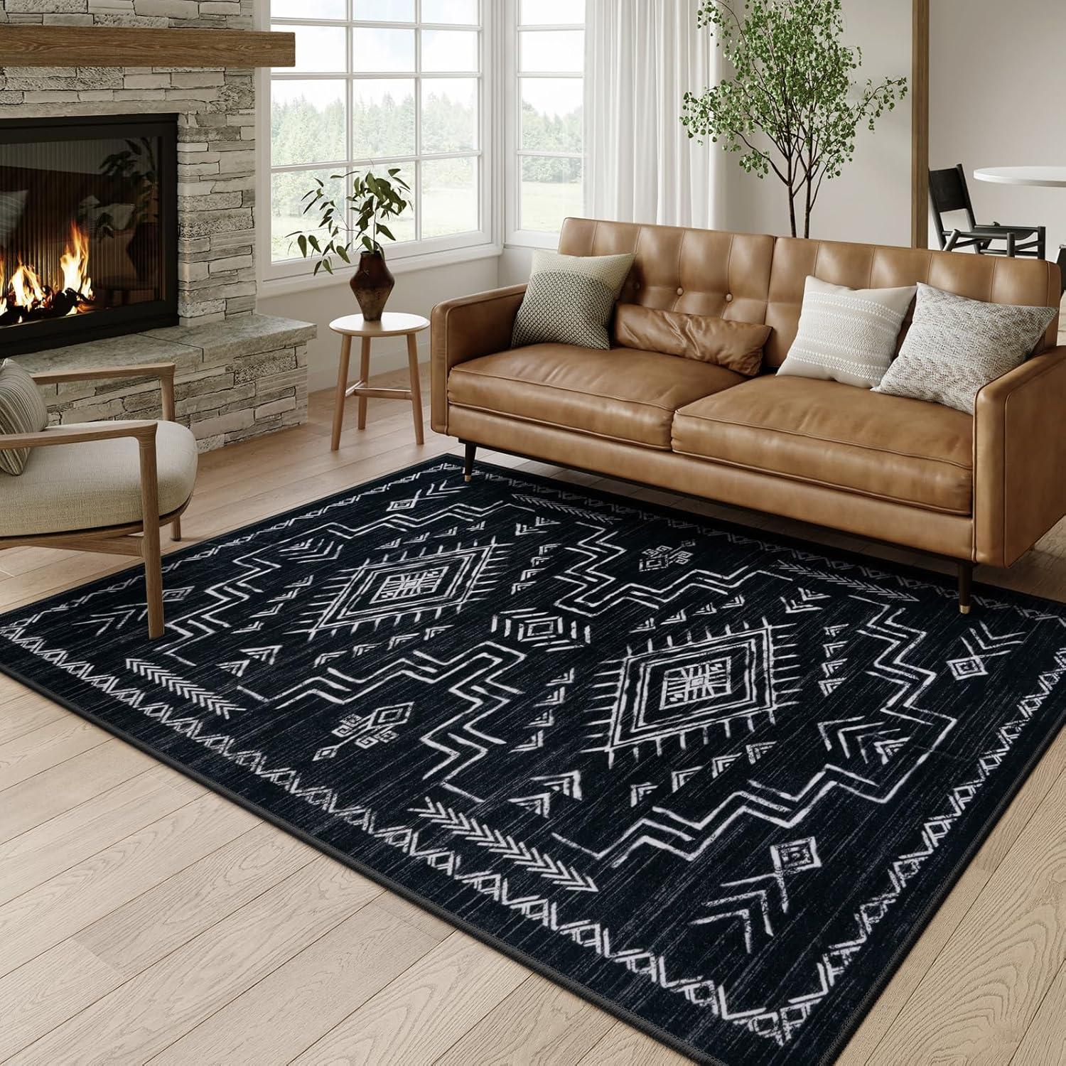 

Washable Area Rug Western Non-Slip Entryway Rug Aztec Tribal Classic Rug for Bedroom Living Room Carpet for Indoor Kitchen 40x60cm
