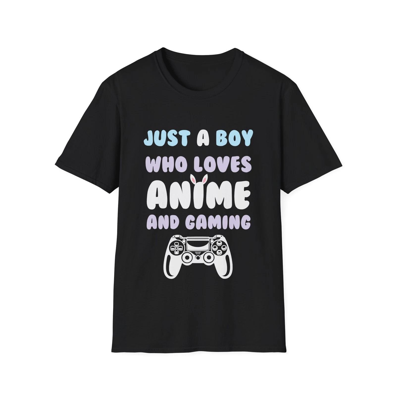 

Just a Boy Who Loves Anime and Gaming T Shirt Gamer Controller Graphic Tee 2XL
