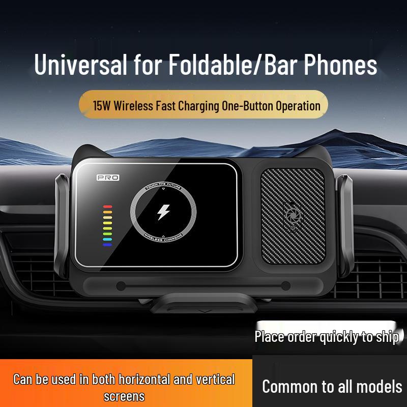 New Foldable Car Phone Holder with Rotating Wireless Charger for Air Vent