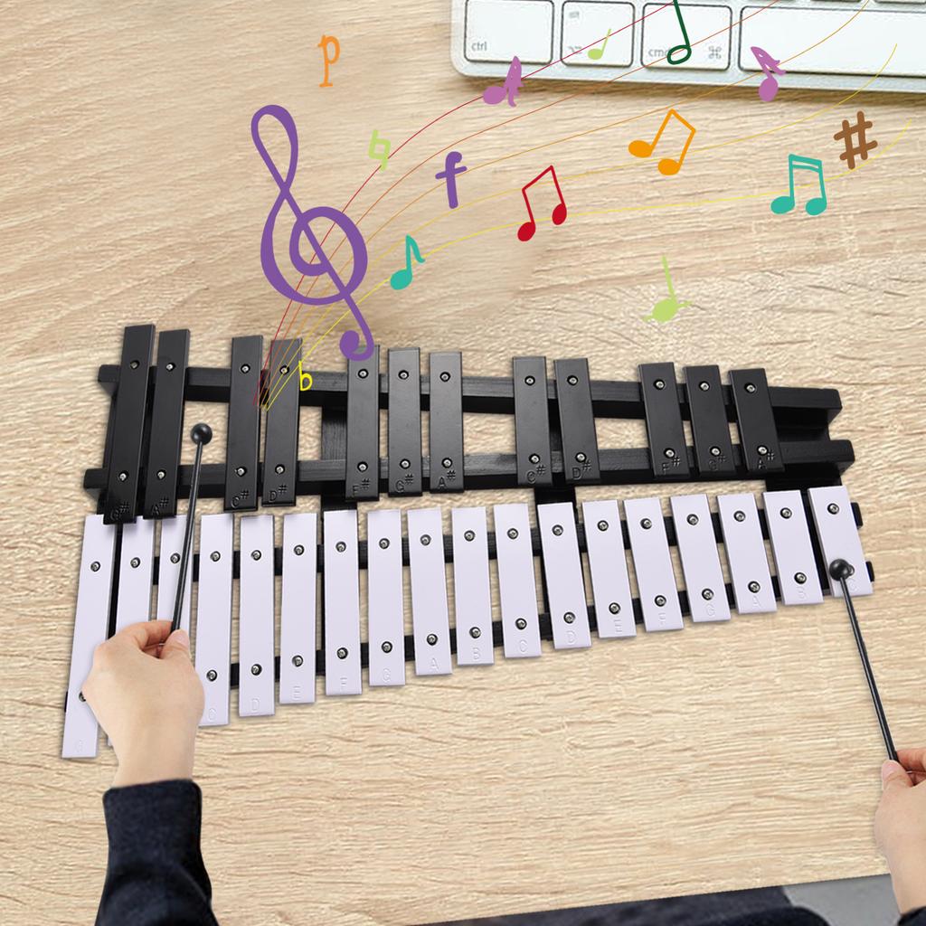 30 Note Glockenspiel Foldable Xylophone Wooden Frame 5mm Thickness Aluminum Bars Percussion Musical Instrument with