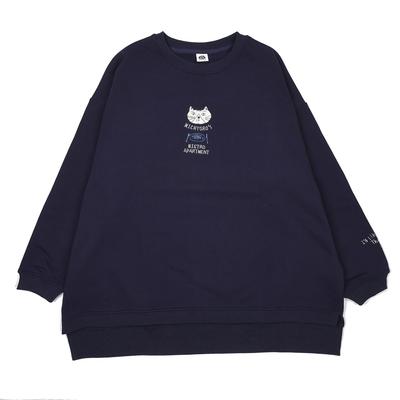 Kusguru Japan Mini Fleece Dark BK204 Women's Sweatshirt, Blue,