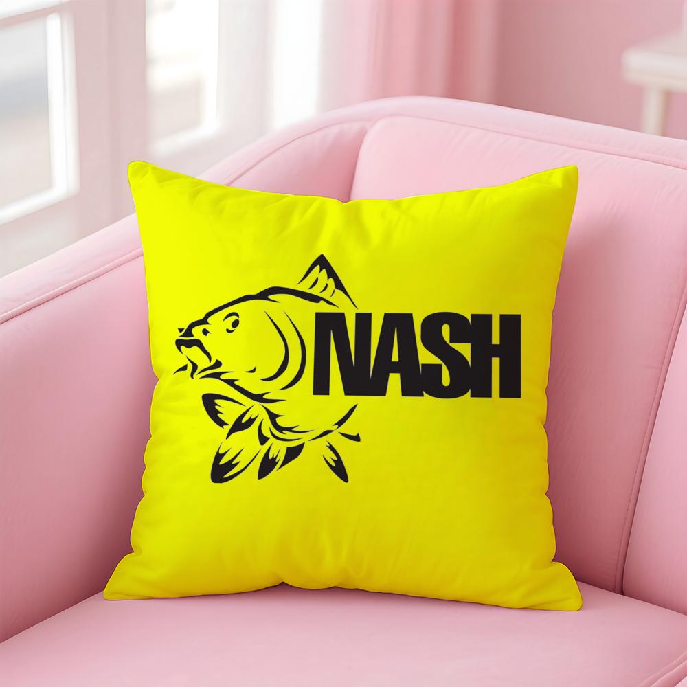 NNash Fishing logo Cushion Cover Soft Plush Throw Pillow Cushion CoverDoubleSided Printed Pillow Case for Sofa Home Decor