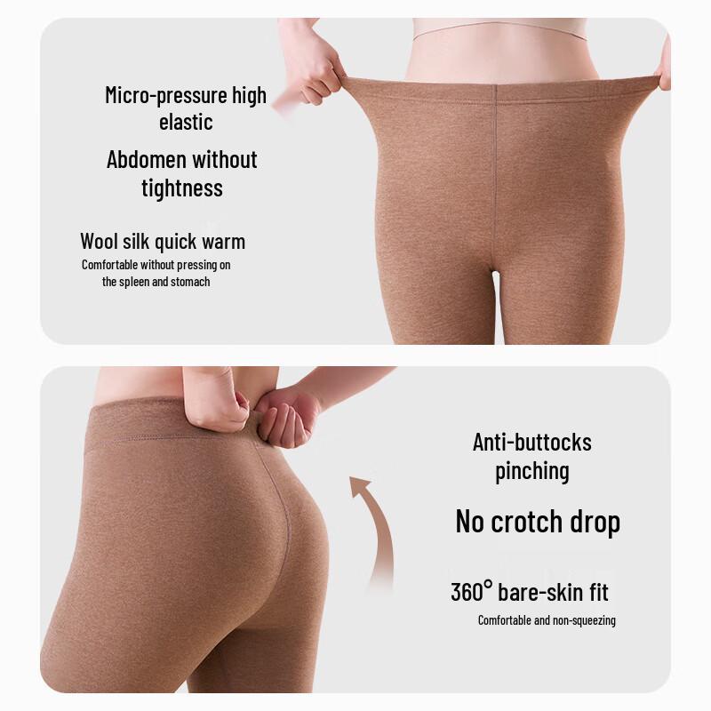 LANGSHA Women's Plus Size Wool Silk Blend Thermal Leggings