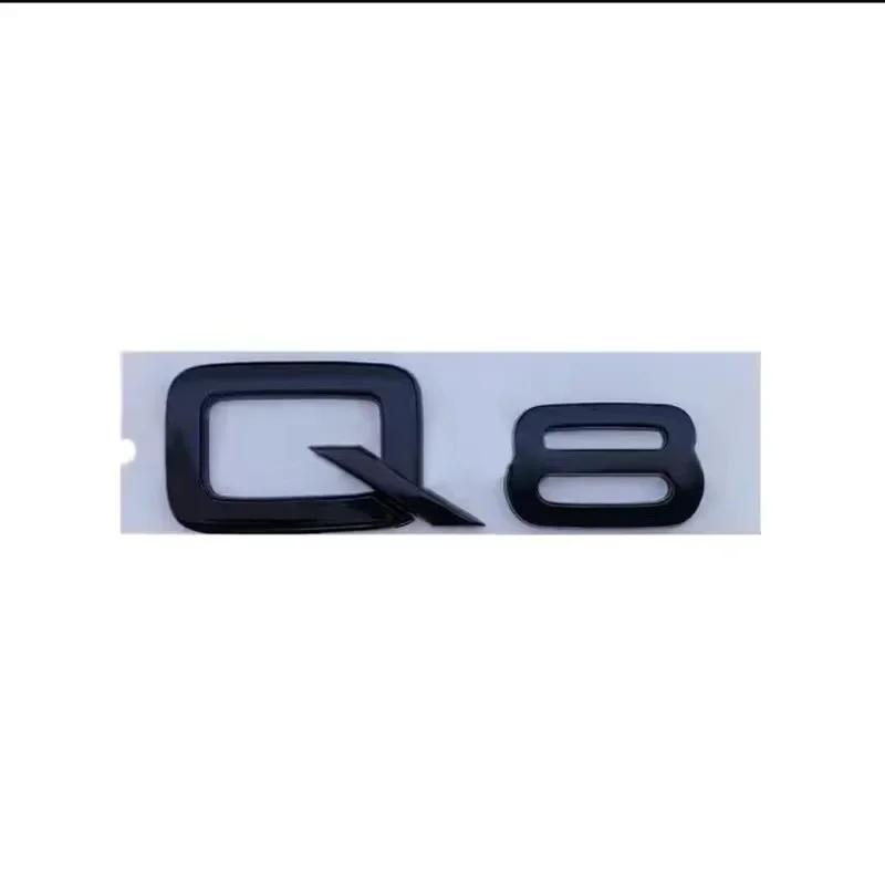 AUDI Q8 4-Ring logo ABS Black Car Hood Front Grill Emblem Rear Trunk Badge Q8 Sticker Quarrto Sline Emblem For Q8 2018-2024