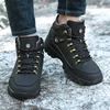 Men's Winter Snow Boots Fashion Waterproof Leather Casual Sneakers Plus Cotton Warm Hiking Boots Outdoor Work Shoes for Men