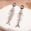 Gothic Fish Bone Earrings Exaggerate Geometric Drop Earrings Personality Earrings  Hollowen
