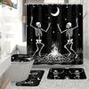 Šťastný Halloween Sprchový závěs Černá Lebka 3D Tištěný Voděodolný Polyesterový Koupelnový závěs Pro Domácí Sprchu Koupelnová Dekorace