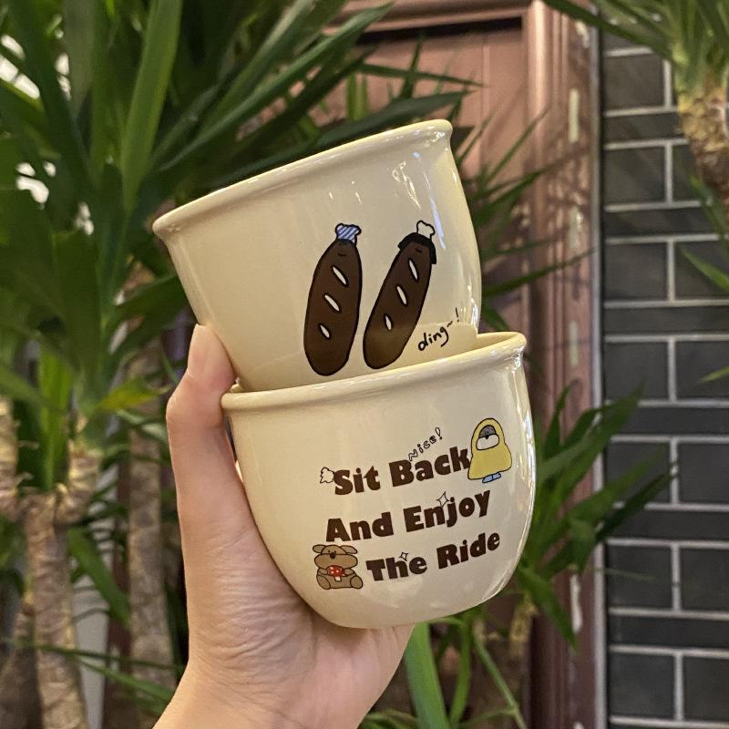 Homemade Milk Coffee Simple English Alphabet Bread Head Coffee Cup, Cute Small Bowl Hand Cup
