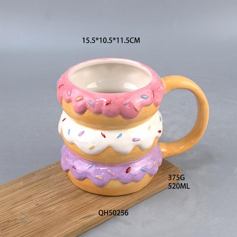 Creative Doughnut Ceramic Mugs, Personalized Birthday Cake-shaped Water Cups, Coffee Cups and Gift Cups