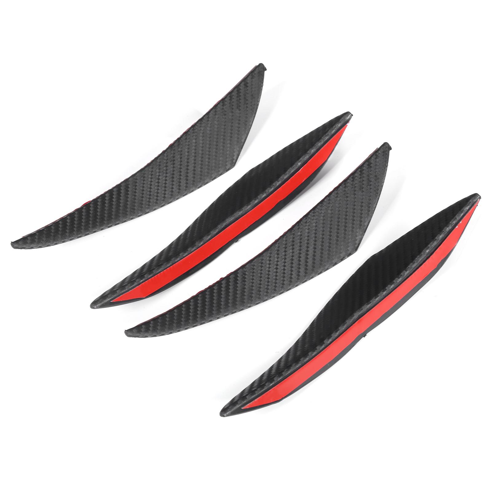 

4 шт. Спойлер переднего бампера автомобиля, цвет карбонового волокна, резиновый универсальный плавник для украшения автомобиля
